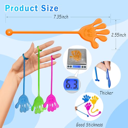 Sticky Hands Bulk 48 PCS Party Favors for Kids 4-8 8-12 Stretchy Sticky Hand Toy Halloween Goodie Bag Stuffers Fillers Mini Treasure Box Toys for Classroom Prizes Student Gifts Birthday Party Supplies2