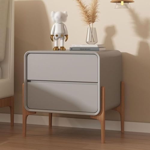 Durable Nightstand with High Legs - Double Drawer Storage Bedside Table for Bedroom, Living Room, Office - Stylish & Functional End Table, 40cm