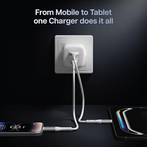 Image of Geonix Atomic G45, Gan Chrger, 45W GaN Charger | Dual Port USB & Type-C Fast Charging Adapter for iPhone 16-11 Series, iPad, Android Phones, Laptop, Tablet, Power Bank (White)