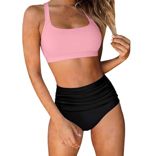 Tankini rose taille M chic pour femme, le maillot de bain idéal pour se détendre au bord de l'eau