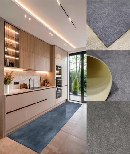 Alfombra de Vinilo Gris - Efecto Cemento - lisa para cocina - Para Pasillo / 50 x 180 cm / Gris