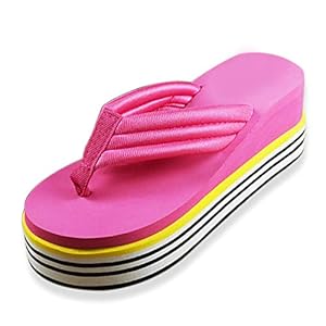 Summer Dikke Bodem Flip Flops Voor Vrouwen, Outdoor Beach Flip Flops Voor Vakantie, Peep Toe Anti Slip Slippers,Rose red,36