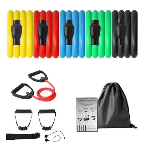 Image of ZHIAMZ Resistance Band with Handles and Door Anchor, Adjustable Exercise Tube Band for Physical Therapy, Strength Training, Pilates and Home Workouts