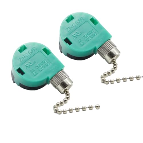 Image of Ceiling Fan Pull Chain Switch, 3-Speed 4-Wire Zing Ear ZE-268S6 Replacement Switch for Hunter, Hampton Bay, Harbor Breeze Ceiling Fans, Easy to Install (2PCS, Nickel)