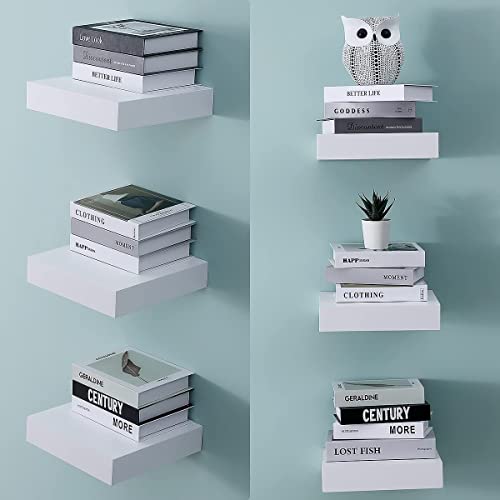 Welland 9 1/4 Inch White Mission Floating Shelves For Wall, Bathroom Wall Mount Shelves, Wood Modern Display Shelves, Book Shelves,For Bedroom,Living Room And Kitchen #TOP4