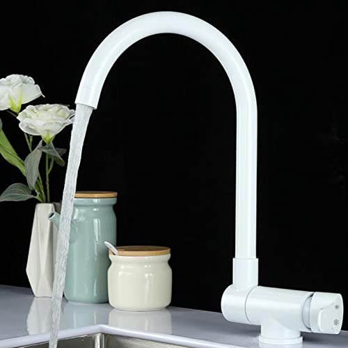 Robinet de cuisine design blanc et or brossé pour sublimer votre intérieur