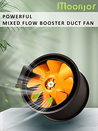 Moonjor Inline kanaalventilator 150 mm 2-versnellingsregelaar, uitlaatventilator met / IEC-aansluiting voor thuis, kantoor, badkamer, groeiruimte (6 inch 107CFM) - Image 4