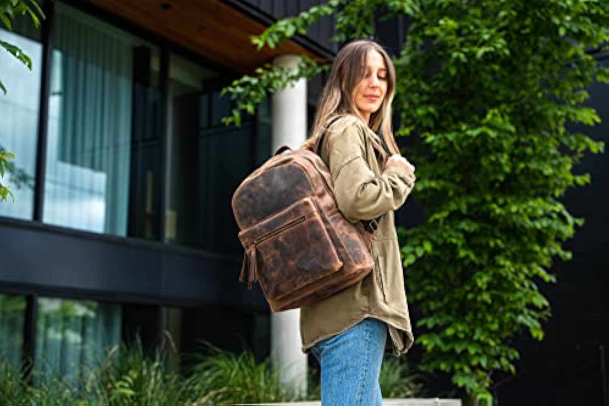 Vintage Genuine Buffalo Leather Backpack