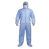 hazmat suit minecraft Material: Vlies Full Body Zip Closure Protection Coverall Hooded Isolation Hazmat Suit Protective Disposable Factory Hospital Safety Clothing-Light Blue 1_L