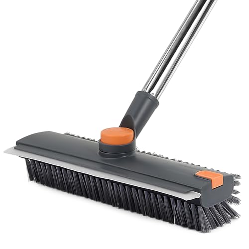 Floor Scrubbing Brush Heavy-Duty with Handle - INCIKITI 3 In 1 Carpet Scrubbing Brush of 360 Rotation Head Adjustable Angled Bristle Floor Brushs Scrubber Bathroom Brushes for Cleaning