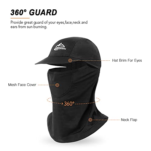 Henniu Boné de proteção facial com aba de pescoço para homens e mulheres Chapéu esportivo para camin