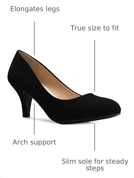 Image of Olivia K Women's Comfort Classic Round Toe Kitten Low Mid Heel Dress Pumps