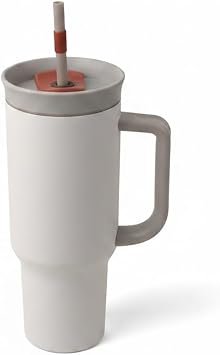 Deconox 1200 ml Pipetli ve Kulplu  elik Termos - Ye il ve Beyaz Renk Se enekli Dev Boy S cak/So uk Tutucu Seyahat Barda  BEYAZ