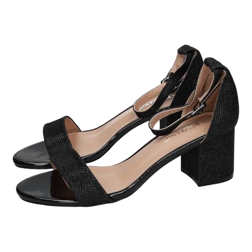 Imagen de TULIPANO X6-L5180-02 Zapato abierto negro con tacón cómodo 6 cm y pulsera al tobillo