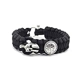 XINISI Adjustable Survival Bracelet, 7 core Paracord 20 in 1 Emergency Sports Wristband Gear kit Waterproof LED SOS Light, Compass, fire Starter Multi-Tool Adventure (Black)