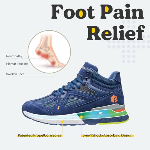 FitVille Wide Basketball Shoes for Men with Flat Feet Extra Wide High-top Sneakers with Ankle Support3