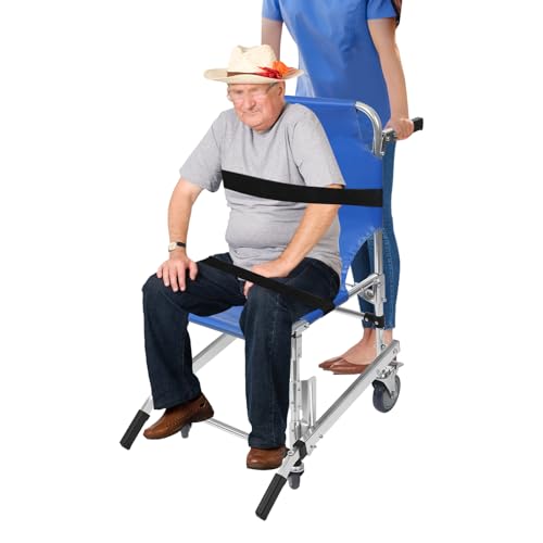 160 kg plegable de transporte – Silla de escaleras, silla de ruedas para subir escaleras, silla de escalera portátil, evacuación de bombero de ambulancia para personas mayores y discapacitados, azul