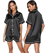 Escalier Women's Satin Pajamas Set - Soft Short Sleeve Silk Pajamas For Sleep & Lounge - View #9