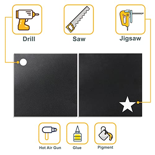 Image of Plastic Sheet 12 inch x 12 inch x 0.06 inch, Black PVC Board Flexible Moldable Impact Strength and High Tensile 1 /16 inch Thick (1.5mm) for Crafts Materials Home Decor and Handicrafts, Abs Plastic Sheets 6 Pack