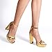 DREAM PAIRS Women's Platform Chunky High Heeled Sandals Open Toe Block Heels Ankle Strap Dress Shoes for Wedding Party Evening,Size 8,Gold-Pat,DWUMHS2508