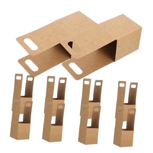 CLISPEED 10pcs Kraft Single Drink Carrier Holder with Handle Foldable Portable Cup Holder for Hot and Cold Beverages Takeout Coffee Bubble Tea Transport