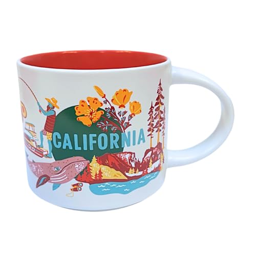 Starbucks Discovery Series California Ceramic Coffee Mug, 14oz, White and Red