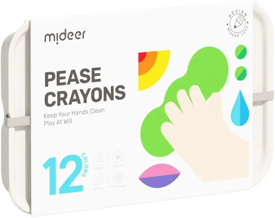 Mideer Peace Crayons Set for Kids, Non-Toxic Jumbo Coloring Fun with Palm Grip, Perfect Art Tools for Boys and Girls, Best Toddler Gift Idea, Beeswax Washable Crayons for Ages 3+ (12 Colours)