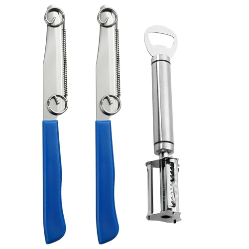 TNSLAND 2 Couteau à Coupe Rapide + 1 Couteau à Déchiqueter, Eplucheur Légumes Couteau à Trancher à Ressort Réglable Couteau à Eplucheur Les Asperges pour éplucher, Déchiqueter et Trancher Les Légumes