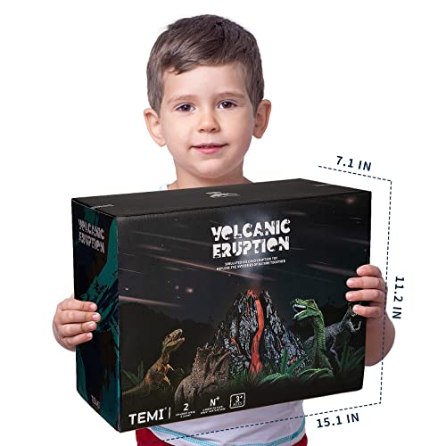 Temi Dinosaur Toys With Simulation Volcano For Kids 3-5 Years, Realistic Dino Figures & Large Size Play Mat For Boys And Girls, Gift For Preschool Toddlers (Mat Size 63X63 In) #TOP6