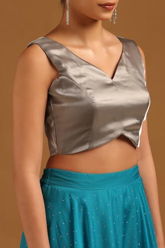 Image of Soch Womens V-Neck Tissue Princess Line Padded Sleeveless Blouse