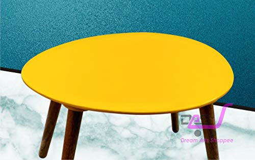 Image of Shoppee Foldable Oval Shaped Bed Side Table for Coffee Tea & Living Room Beauty Full Table (Wood ,Medium, Yellow)