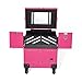 BYOOTIQUE Pink Rolling Makeup Train Case for Artist Beauty Trolley Cosmetic Organizer Box Handle Mirror w/ 4 360-degree Wheels Waterproof