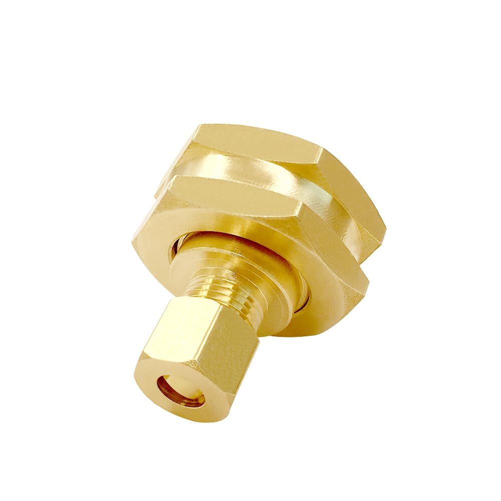 Joywayus Adaptador de grifo estándar de latón de EE. UU. Convierte rosca hembra de manguera de jardín de 3/4 pulgadas GHT a adaptador de tubo de compresión OD de 1/4 pulgadas (paquete de 2)