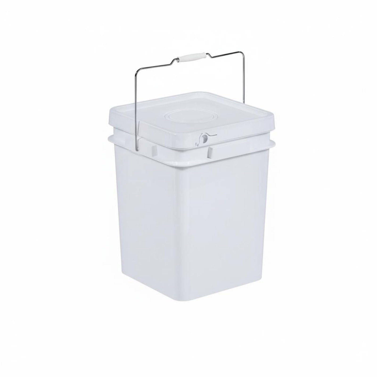 Ronyme Square Bucket Storage Container Food Pail Thickened Wall Lid Secure Sealing Stackable PP Material Suitable for Industrial Storage Pantry Garage Organization, White, 10L Iron Handle