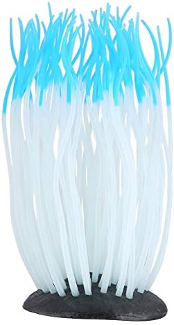 Garosa Aquarium Plastic Grass Artificial Green Lifelike Underwater Plants Luminous Aquarium Decor Fish Tank Decoration Ornament (Blue)
