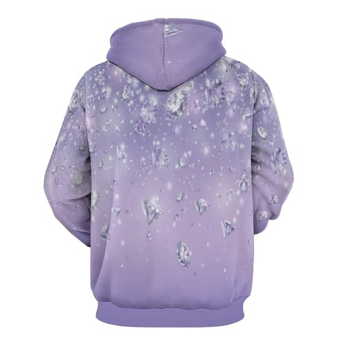 Sweat à capuche homme violet imprimé diamants ciel étoilé décontracté