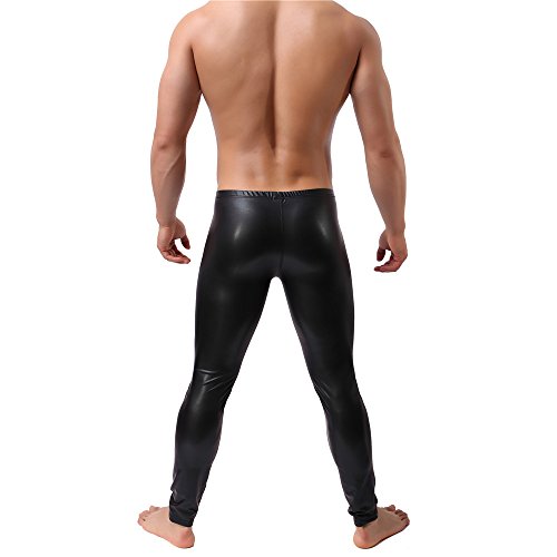 YUFEIDA Men's Faux Leather Tight Pants Man Leggings PVC Long Trousers2
