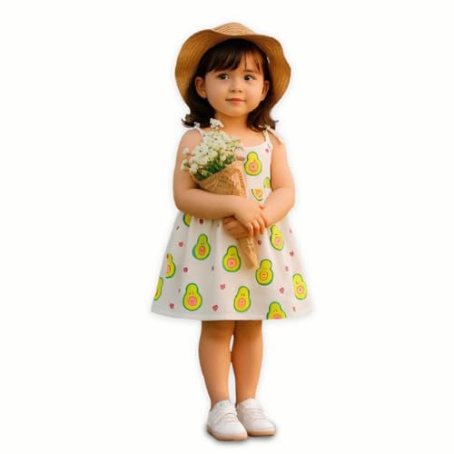 Image of Kidbea Cotton Baby Dress for Girls | Soft Sleeveless Summer Dress for Girl | Cute Printed Newborn Baby Muslin Frocks with Tie-Up Closure