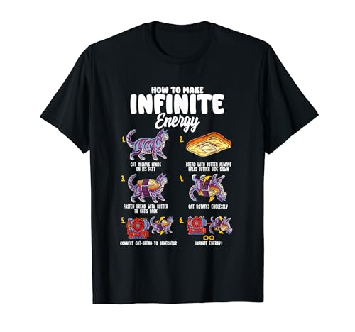 Funny Math Infinite Energy Cat E Ingeniería Mecánica Camiseta