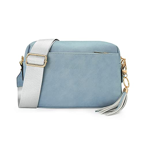 Roulens Bolsos Bandolera Para Mujer con 3 Compartimentos Grandes,Cuero PU Bolso de Hombro Pequeña de Mujer,Bolso Pequeño Bandolera para Damas Mujeres con Correa Ancha Ajustable Y ExtraíBle Cover