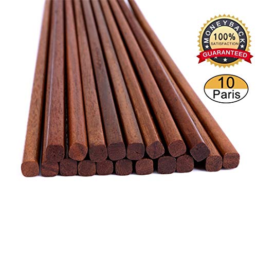 Chopsticks Reusable Chinese Wooden Chopsticks Dishwasher Safe Chopstick,Pack of 10 Natural Health