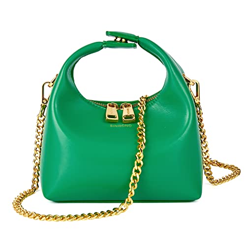 Sac en cuir végétalien souple SINBONO petit sac à main vert aux finitions soignées