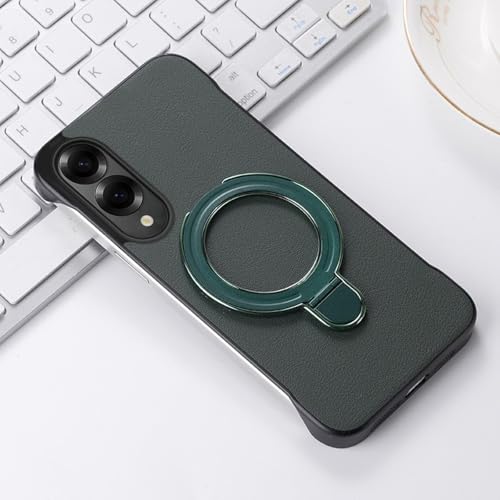 Coque Samsung S25 verte pour le bureau Étui cuir avec support vidéo