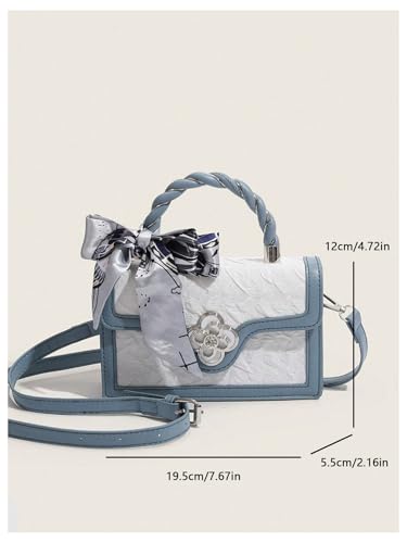 Image of Verdusa Women's Vintage Crossbody Bags Top Handle Square Flap Satchel Purses with Ribbon