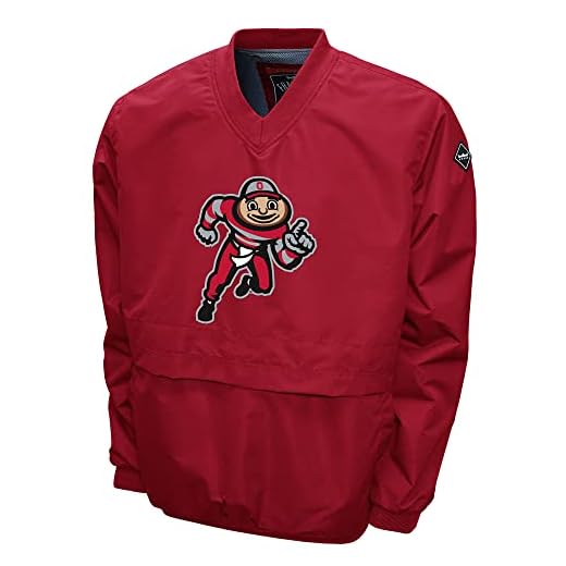 Franchise Club Men's Big Logo Windshell V-Neck Pullover Jacket (Ohio State Buckeyes, X-Large)
