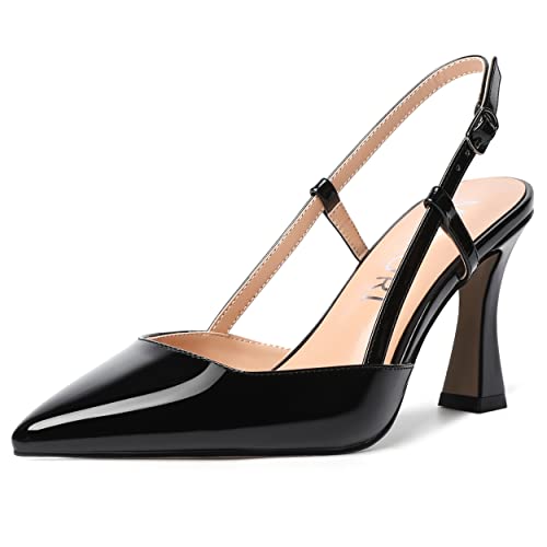 MERRORI Womens Evening Dress Buckle Slingback Pointed Toe Matte Stiletto High Heel Pumps Shoes 3.3 Inch