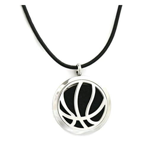 Basketball Boys Essential Oil Diffuser Surgical Grade Stainless Steel Necklace-Black Leather- 18-20" Cover
