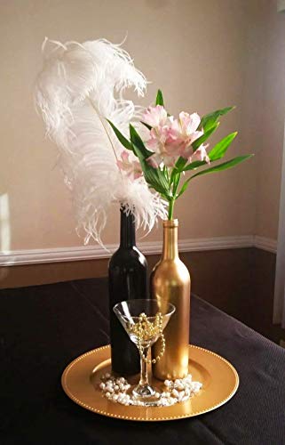 Awaytr 20-22 Inch (50-55Cm) Natural Large Long Ostrich Feathers For Wedding Party Centerpieces,Flower Arrangement And Home Decoration (10Pcs,White-Thick Stem Sticks) #TOP4