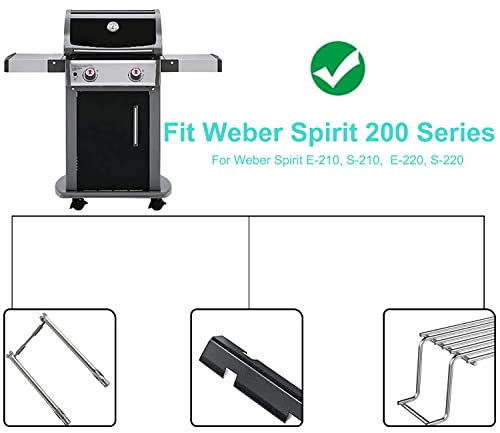 Blackhoso 7635 Flavorizer Bars Porcelain-Enameled And 69785 Grill Burner Tubes, 69866 Warming Rack For Weber Spirit I Ii 200 Series Gas Grills With Front Control, Spirit E/S210 E/S 220 #TOP2