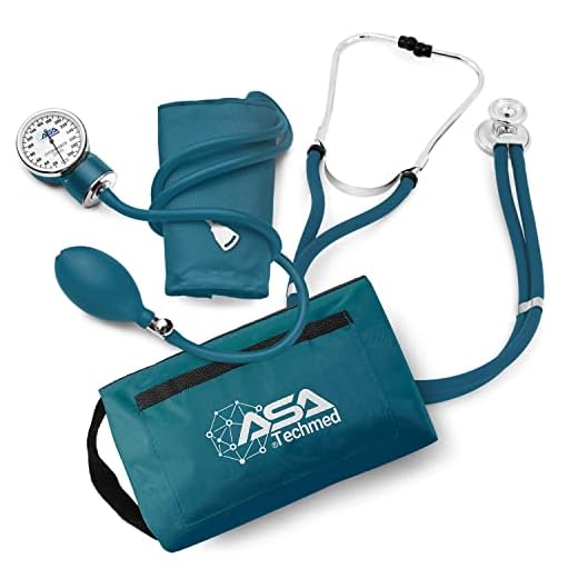 ASA TECHMED Dual Head Sprague Stethoscope and Sphygmomanometer Manual Blood Pressure Cuff Set with Case, Gift for Medical Students, Doctors, Nurses, EMT and Paramedics, Teal